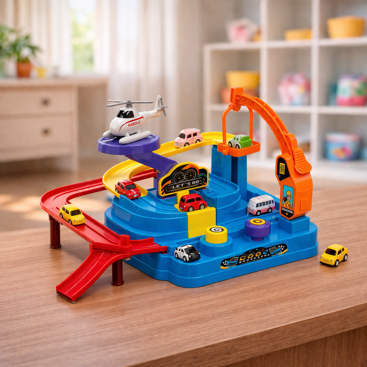 DIY Adventure Car Track Toy Set for Kids | Manual Parking Garage Playset with Cars, Crane Lift & Multi-Level Track