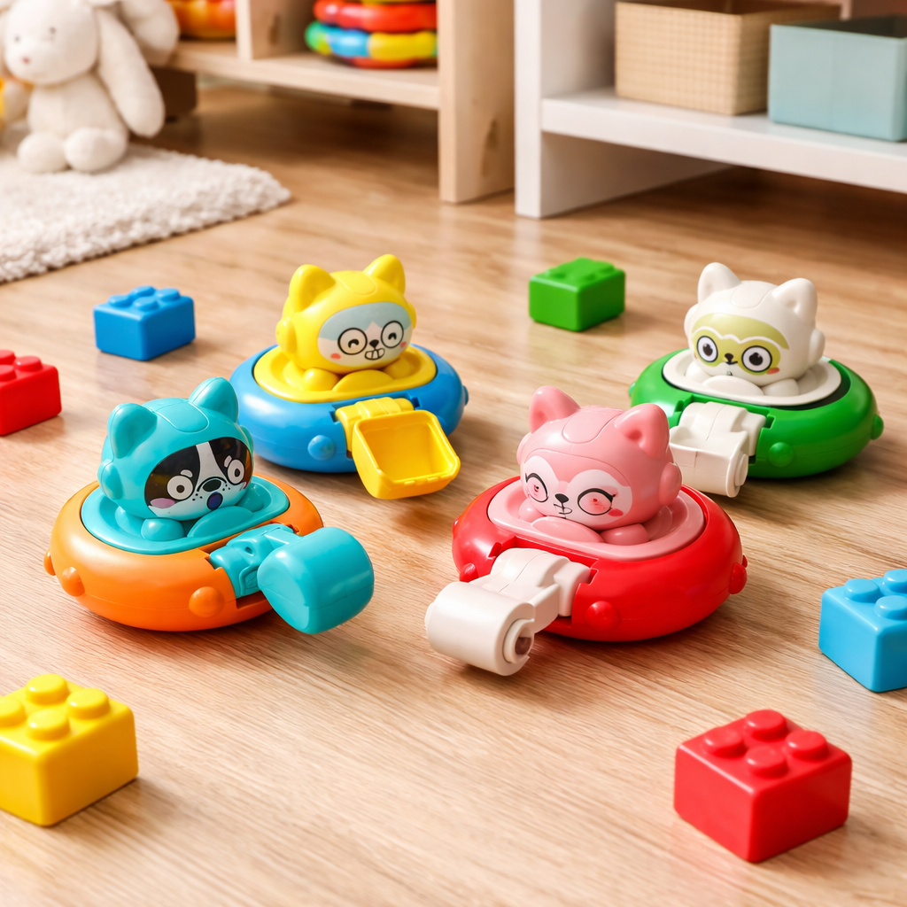 Kids Press & Go Animal Car Toy Set – Cute Cartoon Push Cars for Toddlers