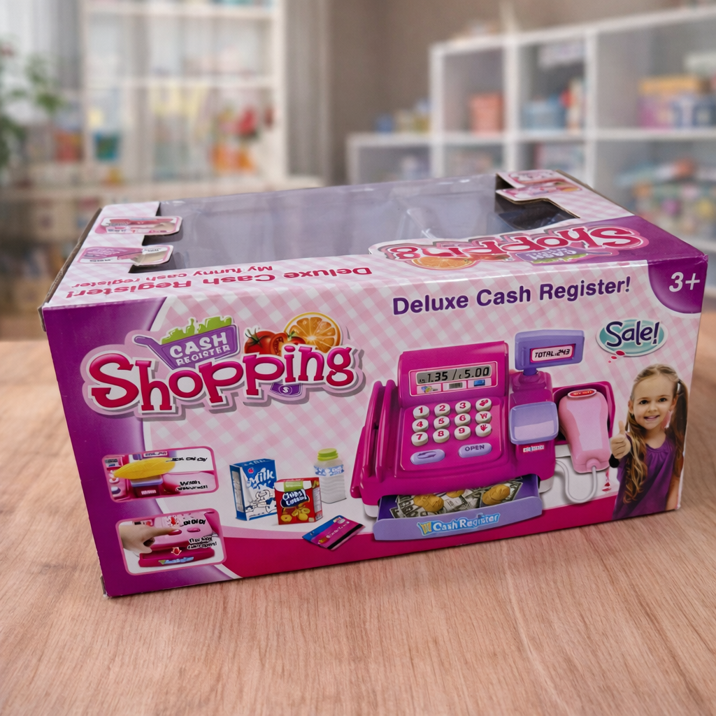 Kids Deluxe Cash Register Toy Set with Scanner, Sound Effects & Accessories | Pretend Play Shopping Toy for Children (3+ Years)