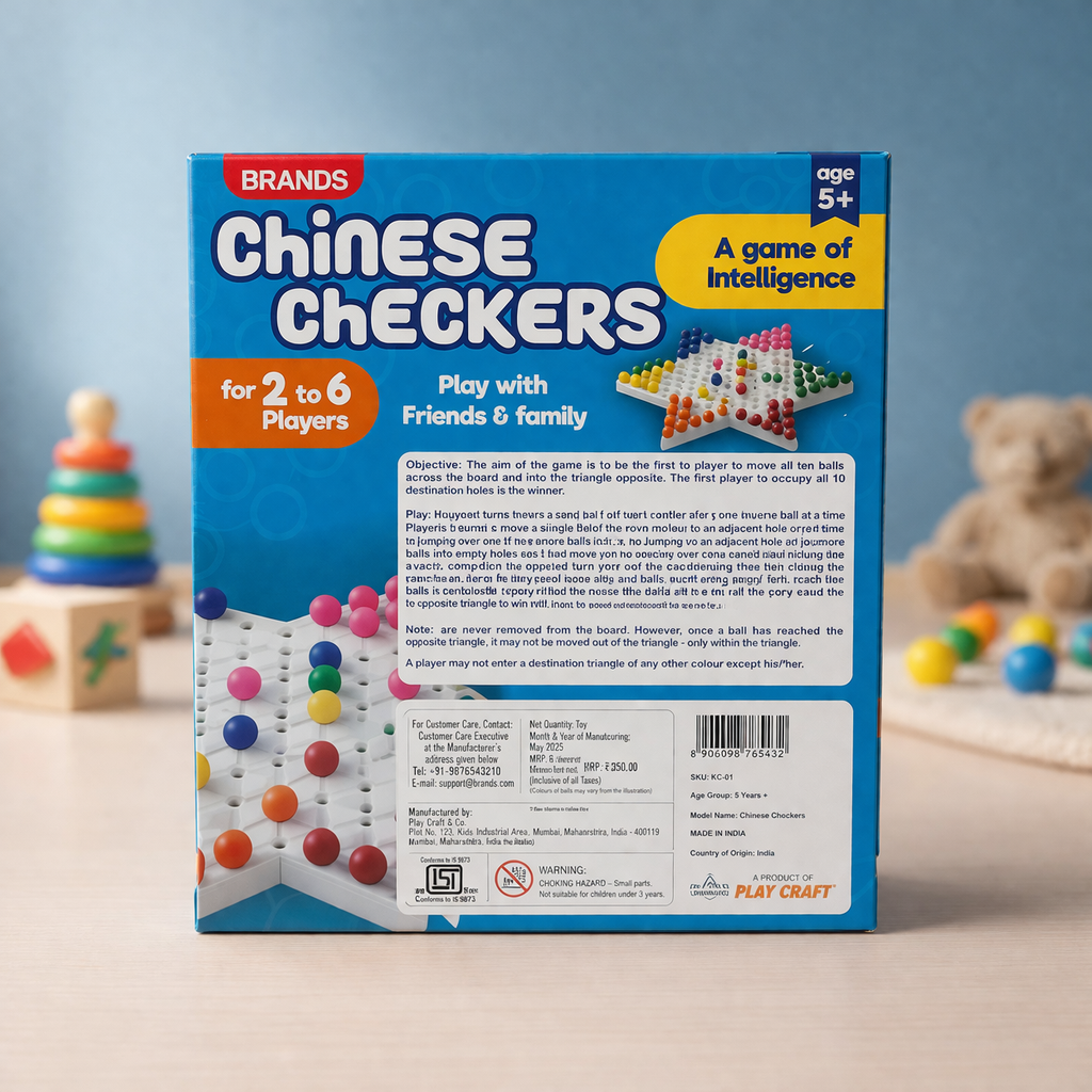 Chinese Checkers Board Game for Kids & Family | 2–6 Players Strategy Toy | Educational Brain Game Age 5+