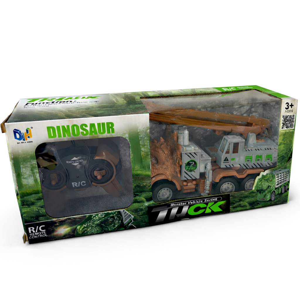 Remote Control Dinosaur Truck Toy with Crane | RC Construction Vehicle for Kids | Rechargeable R/C Dino Truck with Controller (3+ Years)