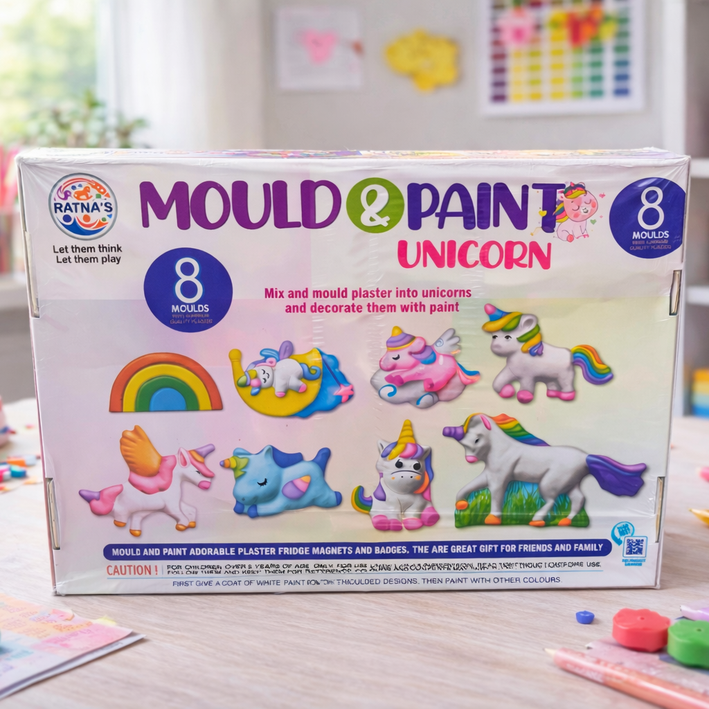 Mould & Paint Unicorn Art & Craft Kit for Kids – DIY Plaster Painting Set with 8 Moulds, Creative Craft Activity Toy for Children Age 5+ | DIY Unicorn Painting Kit