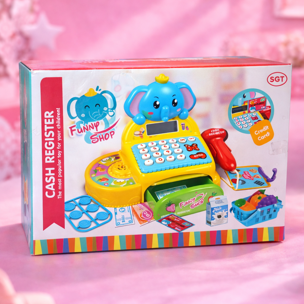 Kids Cash Register Toy Set with Scanner & Accessories | Funny Shop Pretend Play Toy with Lights & Music | Educational Role Play Toy for Children 3+