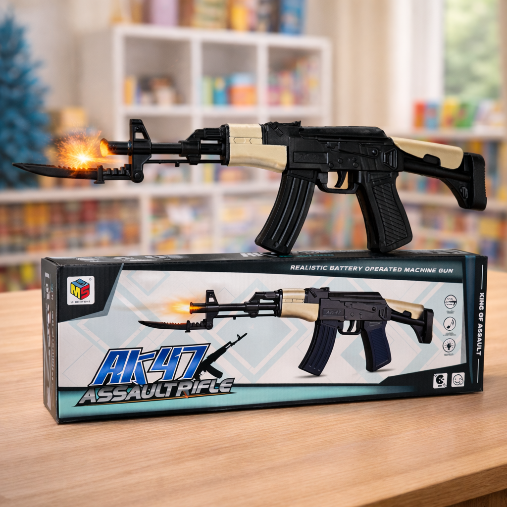 Battery Operated Toy Rifle with Sound & Light Effects | Realistic Kids Toy Gun with Detachable Magazine (Ages 5+)