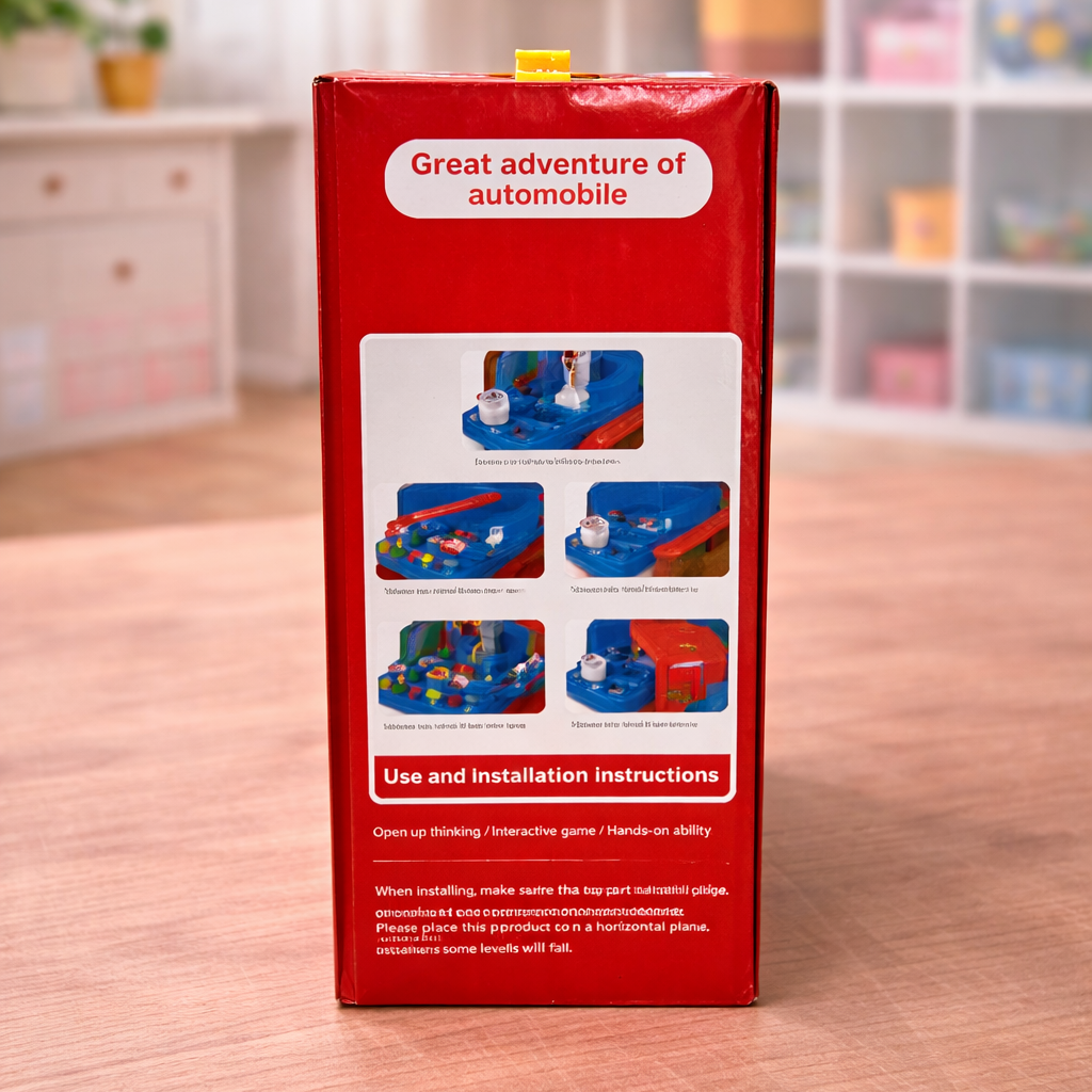 Funny Big Adventure Car Track Toy Set for Kids | Interactive DIY Parking Garage Playset with Cars, Buttons & Moving Parts