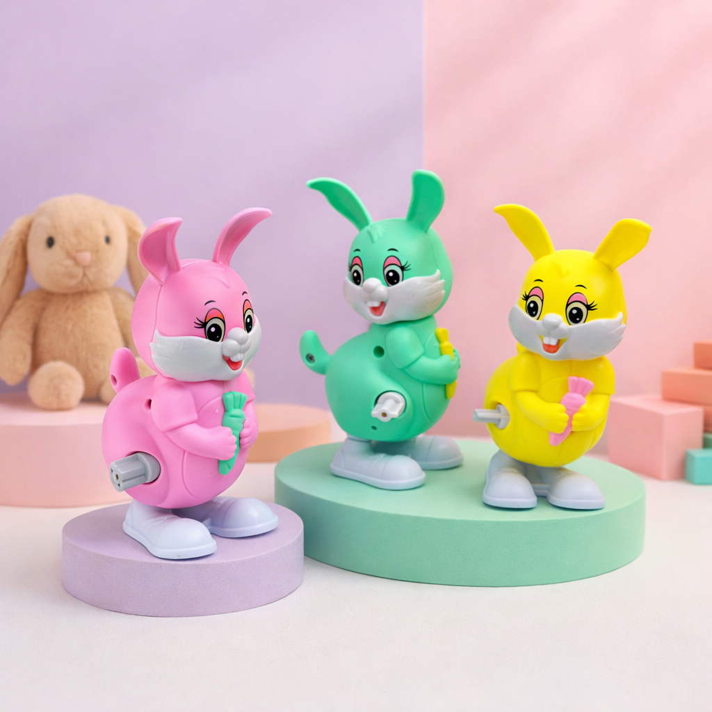 Cute Bunny Toy for Kids – Cartoon Rabbit Figure with Key Operation | Safe & Fun Play Toy for Toddlers (3+ Years)