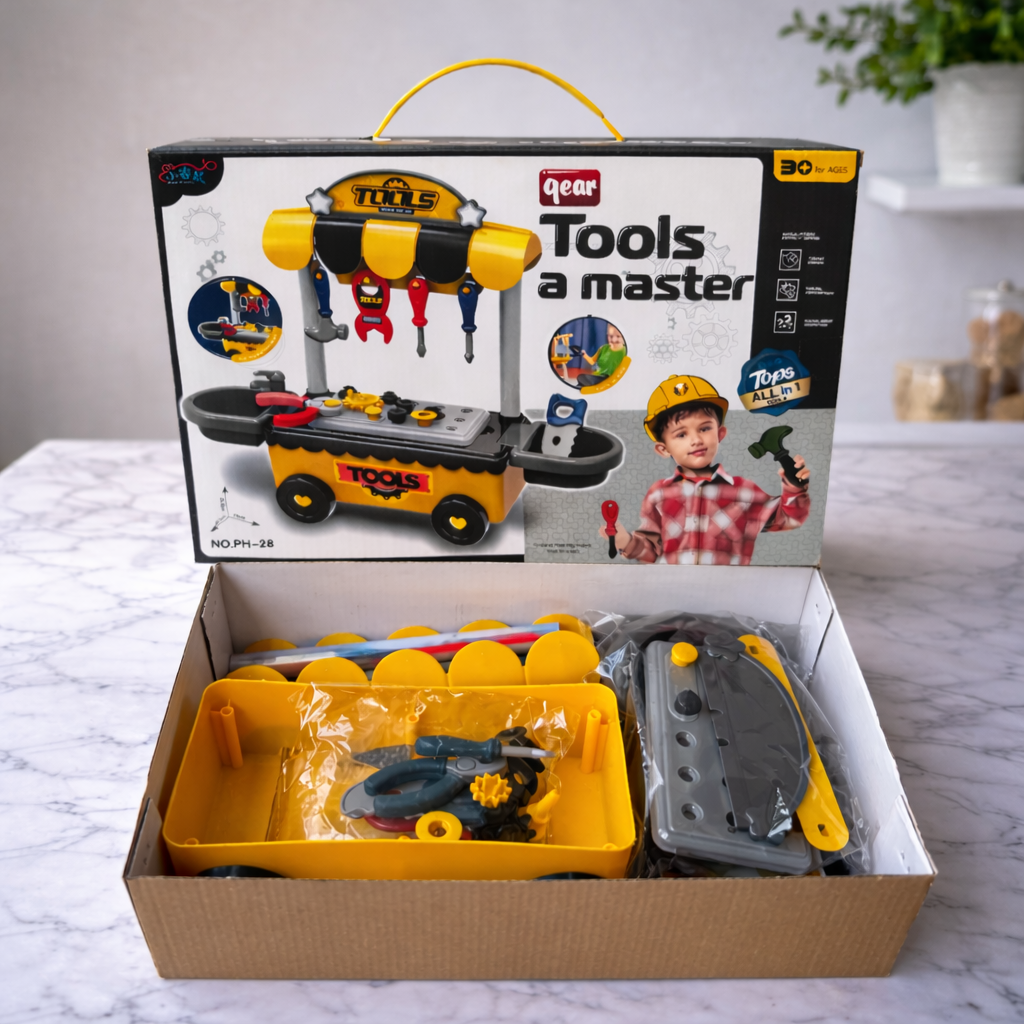 Tool Master Kids Tool Set Toy – Tools a Master 3+ Age DIY Workbench Kit with Accessories | Educational Pretend Play Construction Toy