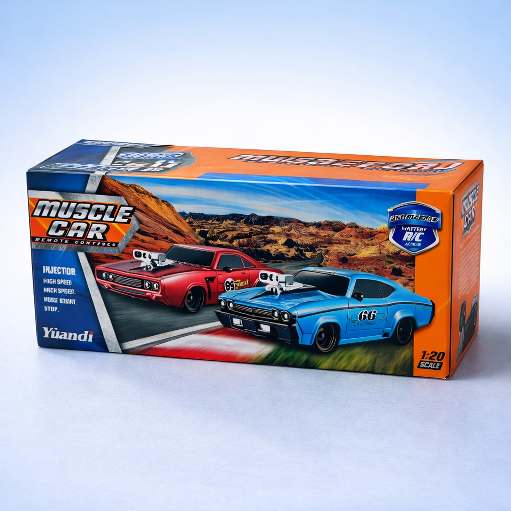 Remote Control Muscle Car Toy with Charger – 1:20 Scale High-Speed Racing Car for Kids | Durable RC Car with Controller