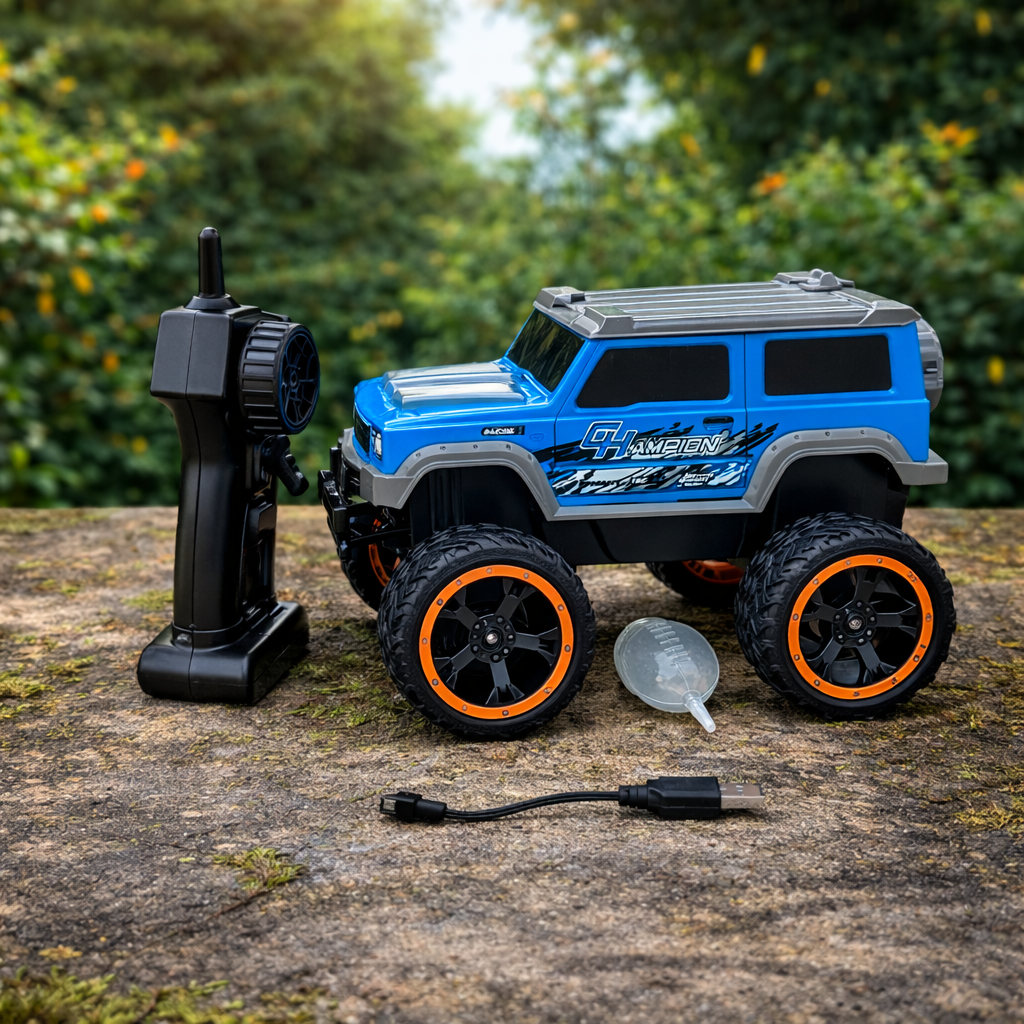 1:16 RC Spray Off-Road Monster Truck with Mist Spray Function, Remote Control Car with USB Rechargeable Battery, High-Grip Wheels, Indoor & Outdoor Toy for Kids (3+ Years)