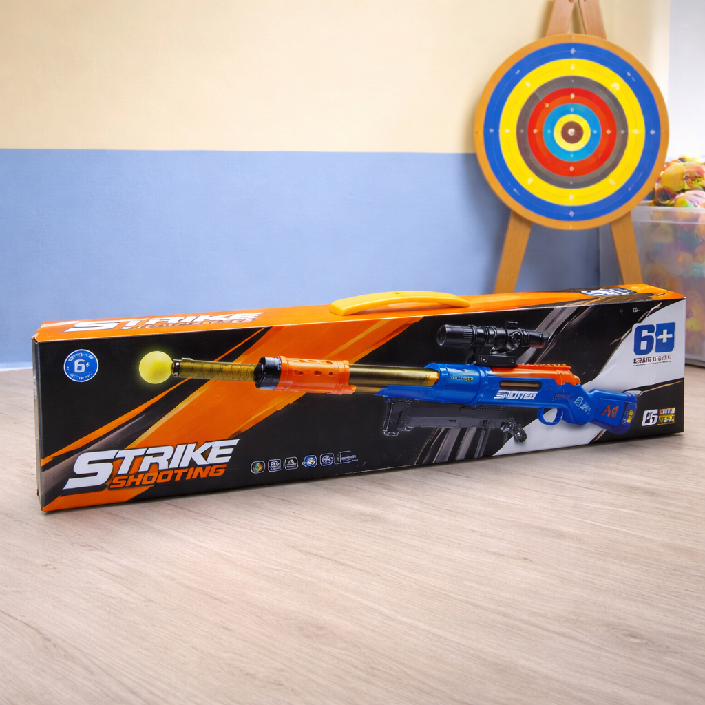 Strike Shooting Toy Gun Set with Scope & Soft Bullets | Kids Sniper Rifle Playset | Long Range Shooting Toy for Boys (6+ Years)