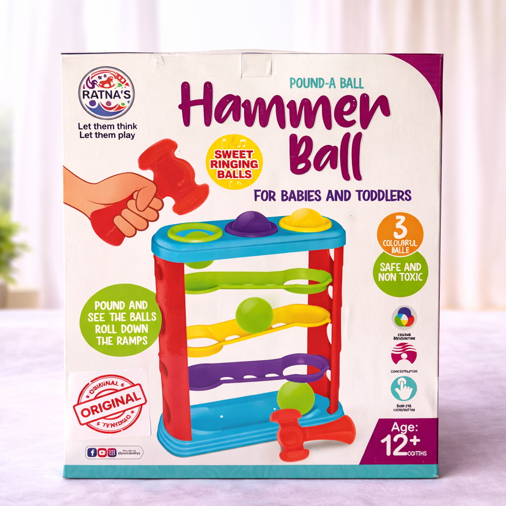 Hammer Ball Toy for Babies & Toddlers (12+ Months) | Pound-a-Ball Learning Toy with Rolling Tracks & 3 Colorful Balls | Motor Skills Development Activity Toy