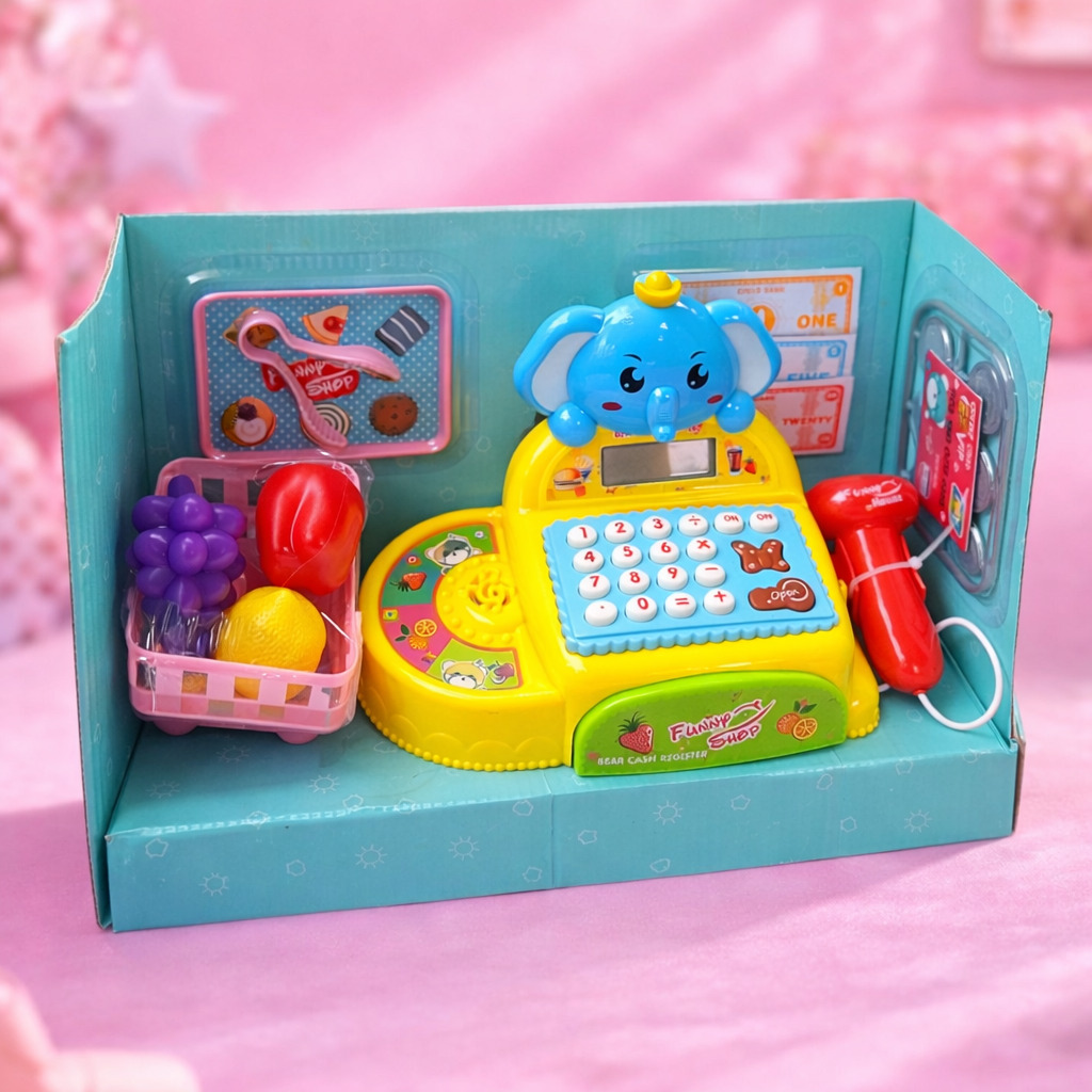 Kids Cash Register Toy Set with Scanner & Accessories | Funny Shop Pretend Play Toy with Lights & Music | Educational Role Play Toy for Children 3+