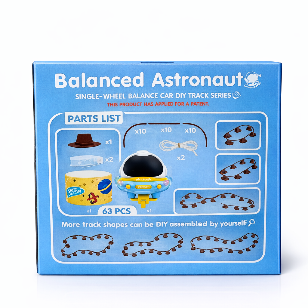 Balanced Astronaut Toy Car – Single Wheel Balance Track Set with Light & Music | DIY STEM Educational Space Toy for Kids (3+ Years)