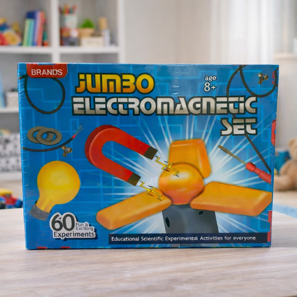 Jumbo Electromagnetic Science Kit for Kids (Age 8+) – 60+ Fun Physics Experiments | STEM Educational Toy | Electricity & Magnetism Learning Set